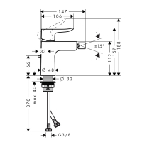 Hansgrohe, Metris, baterie bideu, crom